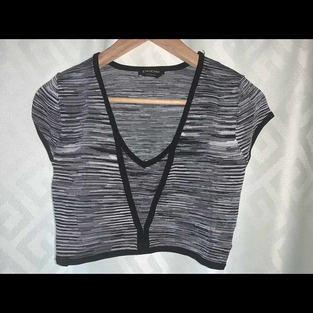 Cropped high quality bebe striped shirt